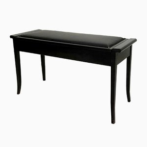 Art Deco Ebonized Piano Bench in Black with Leather Lid, 1925