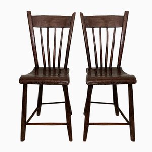 French Brown Wabi-Sabi Chairs from Ulme, 1830, Set of 2