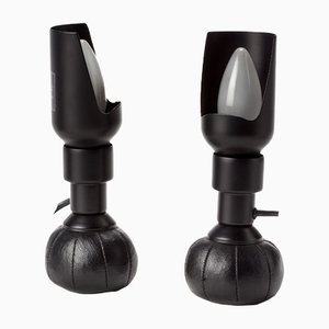 Lámparas de mesa modelo P600 en negro de Gino Sarfatti para Arteluce. Juego de 2