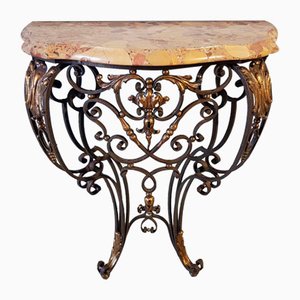 Louis XV Console Table in Wrought Iron