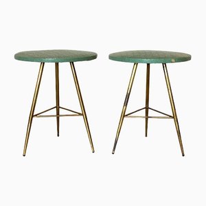 Mid-Century Hocker aus Messing, 1950er, 2er Set