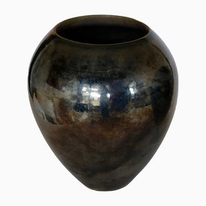 Large Vintage Vase in Enameled Ceramic