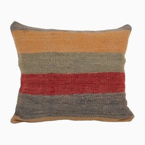 Funda de cojín Kilim bordada, siglo XIX