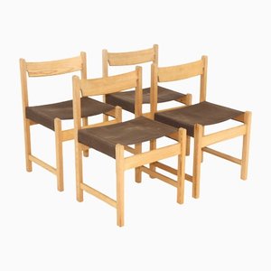 Pine Dining Chairs, Sweden, 1970s, Set of 4