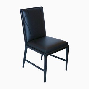 Infante Chair in Black Embroidered Leather by Christian Liaigre