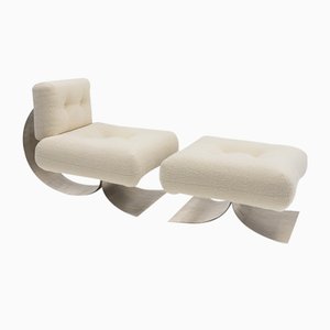 Lounge Chair and Ottoman by Oscar Niemeyer from Mobilier International, 1970s, Set of 2