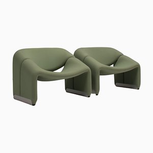 F598 Groovy Chair in Pale Green Fabric by Pierre Paulin for Artifort , Set of 2