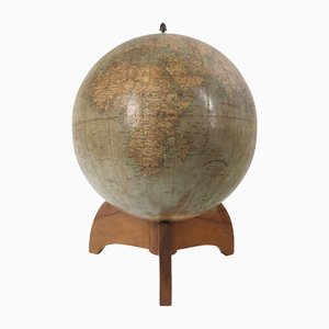 Vintage Wooden Globe by A. Vallardi, Italy, 1930s