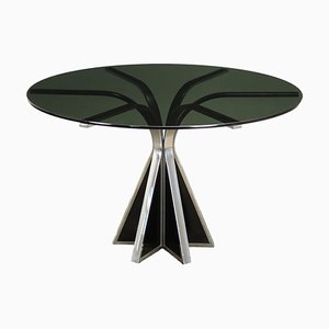 Coffee Table in Metal & Glass, Italy, 1970s-1980s