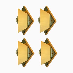 Diamond Shaped Wall Lights in Brass, Set of 4