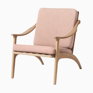 White Oiled Oak / Pale Rose Lean Back Lounge Chair by Warm Nordic