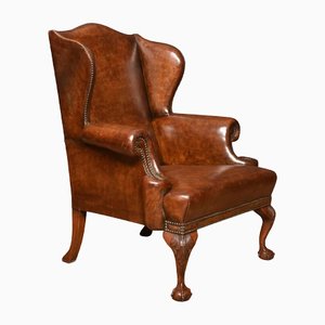 Leather Wingback Armchair in the style of Georgian