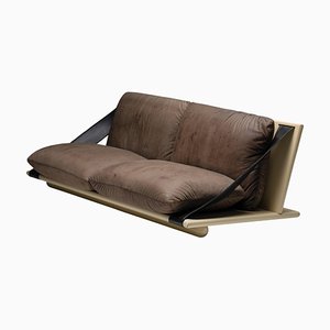 Lacquer & Leather Sofa, Italian, 1970s