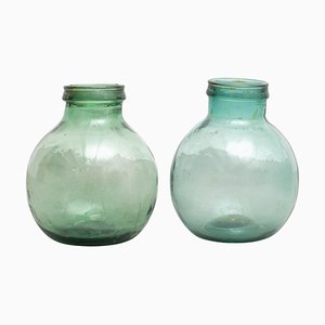 Botellas francesas antiguas de vidrio Viresa, años 50. Juego de 2