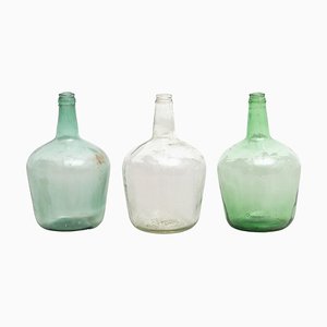 Antique French Viresa Glass Bottles, Barcelona, 1950s, Set of 3