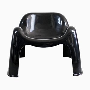 Black Fiberglass Toga Chair by Sergio Mazza for Artemide, Italy, 1960s