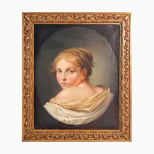 Porträt der jungen Frau, 1700er, Öl auf Leinwand, gerahmt