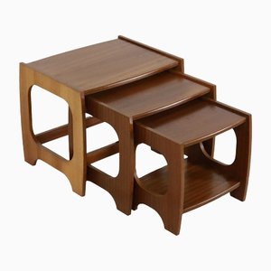 Tavolini ad incastro vintage in legno, set di 3