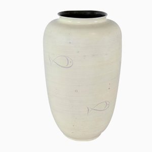 Vaso da terra in ceramica con pesci