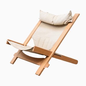Lounge Chair in Beech and Canvas, 1970s