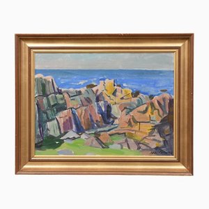 Albert Abbe, Expressionist Landscape Painting, Sweden, 1940s, Oil on Canvas, Framed