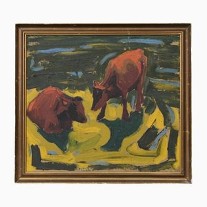 Danish Expressionist Painting, 1950s, Oil on Canvas, Framed