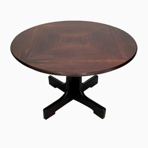 Mid-Century Italian Dining Table with Brown and Red Veneer, 1980s