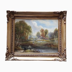 Landscape Painting, 1880s, Oil on Canvas, Framed