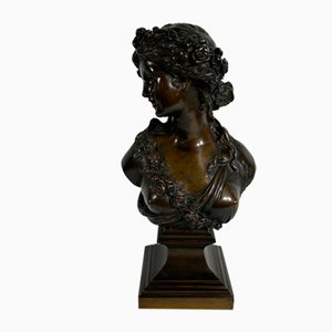 J.C. Marin, Young Woman Crowned with Flowers, 19th-Century, Bronze