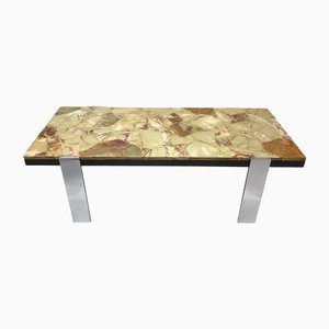 Mid-Century Italian Coffee Table in Marble and Chrome, 1970s