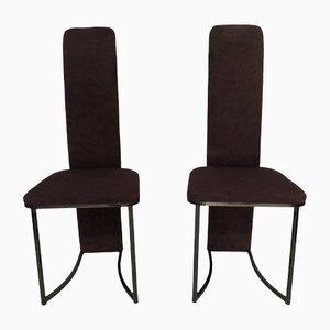 Vintage Willy Rizzo Chrom Esstisch Stühle mit hoher Rückenlehne, 1970er, 6er Set