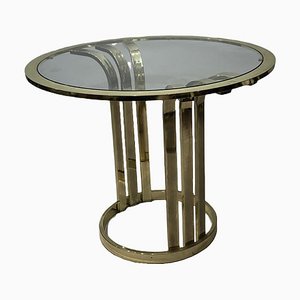 Hollywood Regency Side Table with Brass Plating, 1970s
