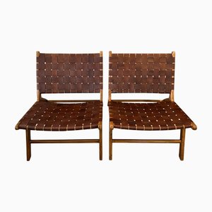 Leather and Wood Chairs by Olivier De Schrijver, Set of 2