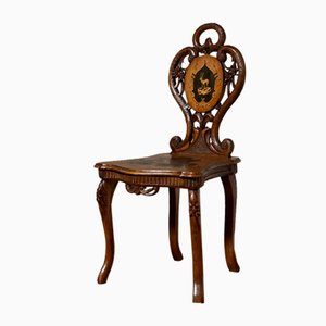 Black Forest Carved and Inlaid Chair, Switzerland