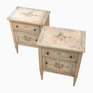 Italian Hand-Painted Bedside Tables, Set of 2