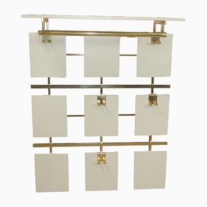Wall Coat Rack with Hat Shelf in White & Gold, 1970s