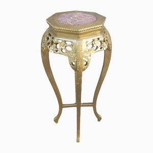 Neoclassical Chinoiserie Pedestal with Marble Top