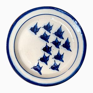 Piatto da parete Mid-Century in ceramica di Fanö Pottery, Danimarca, anni '60