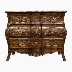 Louis XV Provencal Bowfront Chest of Drawers in Natural Wood, 1880-1900