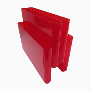 Red Transparent Magazine Rack by Giotto Stopino for Kartell