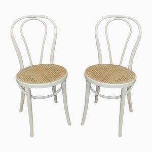 Vienna Straw Cafe Chairs in White Paint, Set of 2
