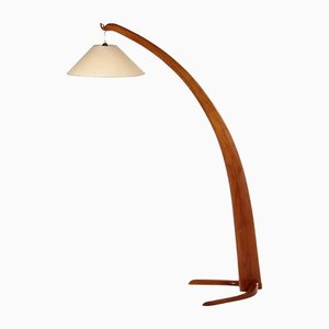 Lámpara de pie italiana minimalista de madera, años 50