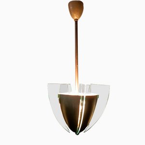 Lamp in Burnished Brass and Recessed Glass by Gio Ponti, 1940s