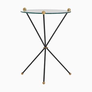 Mid-Century Brass and Iron Side Table