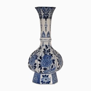 Vase en Verre de Delft Bleu et Blanc, Boîte à Thé et Cuillères en Argent, Set de 11