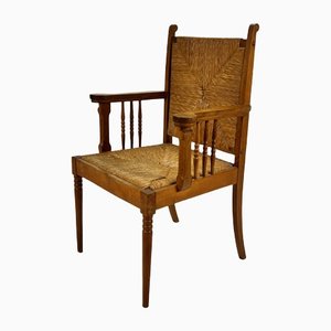 Modernist Oak and Rush Chair, 1950s
