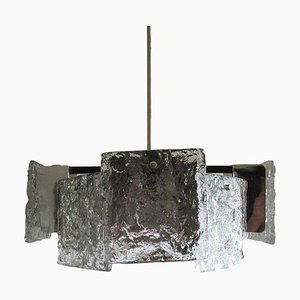 Lámpara de techo de cristal de hielo de Kalmar, años 60