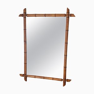 Large Antique Faux Bamboo Mirror, France, Early 1900s