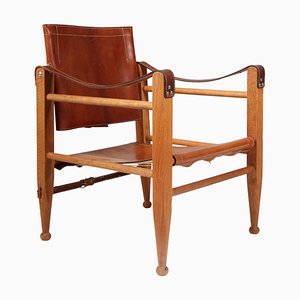 Sadle Leder Safari Stuhl von Aaage Bruru & Son, 1960er