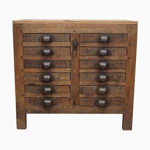French Pine Rustic Apothecary Workshop Cabinet, 1950s